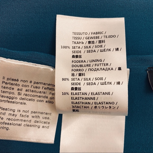 NEW Gucci Teal Light Silk Georgette Pleated Dress - Picture 6 of 7